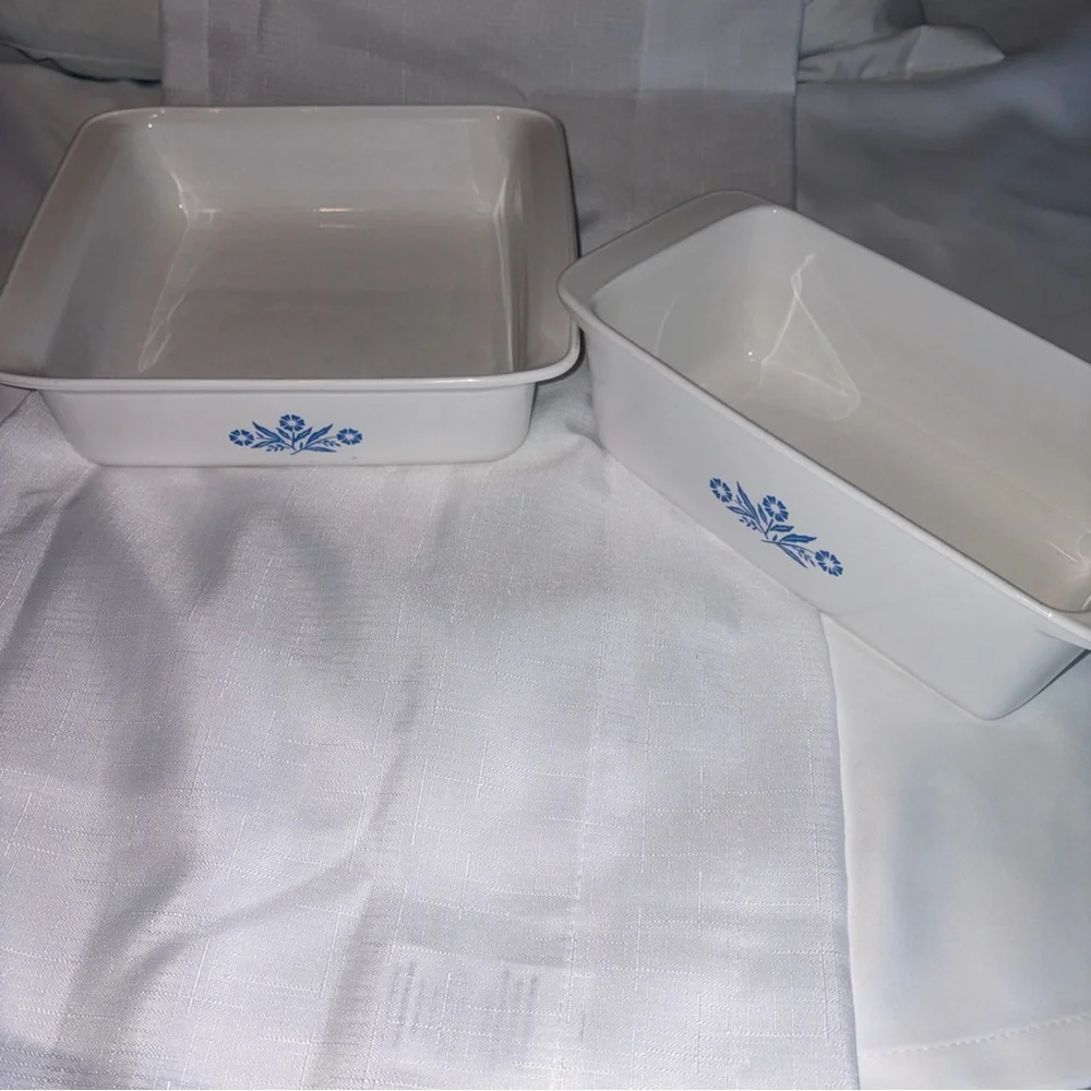 Vintage Corningware Baking Dishes Set Of 2 Loaf Pan And Square Casserole